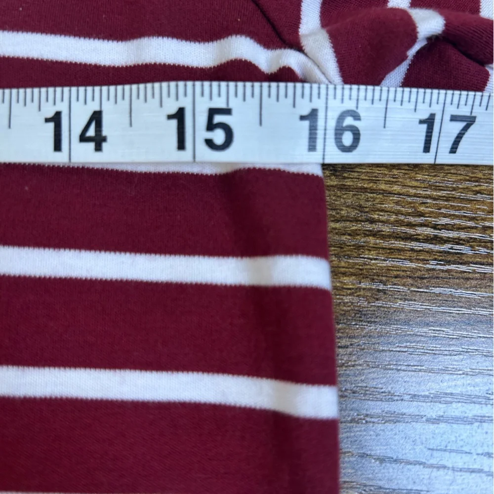 LAKE Luxury Loungewear Pima Cotton Striped Long Sleeve Tee XS Burgundy Soft‎